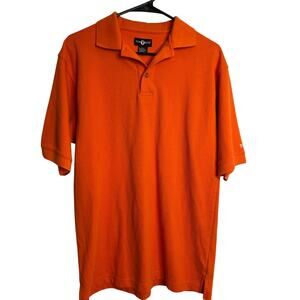 TOP FLITE Polo Shirt Mens Golf M Orange Short-Sleeve Logo Embroidered Buttons